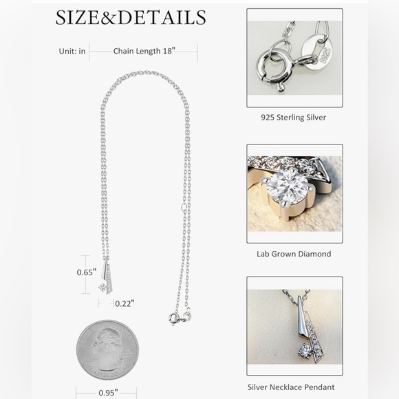 Elegant Diamond and 925 Silver Pendant Necklace - Picture 3 of 14